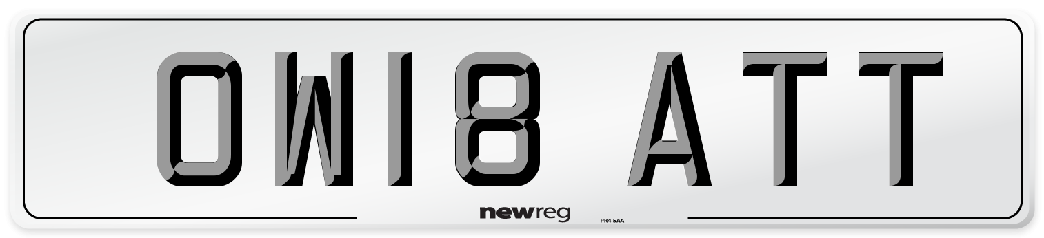 OW18 ATT Number Plate from New Reg